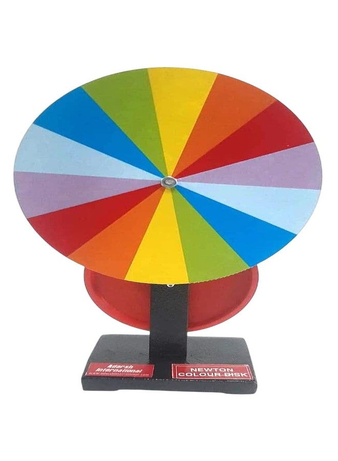 إيه إل قرص نيوتن الملون AI-Newton مقاس 6 بوصات مزود بعجلة دوارة على حامل/قاعدة خشبية/يعمل باليد/نموذج توضيحي لمختبر الفيزياء التعليمي العلمي/لتجربة مختبر الفيزياء - Image 1